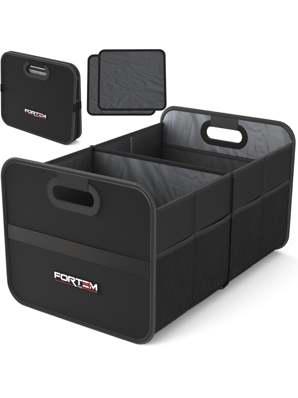 Forte Black Foldable Car Trunk Organizer with Carry Handles